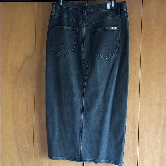 Hudson Denim Reconstructed Maxi skirt five pocket front slit black pearl grey 31 - Picture 14 of 14